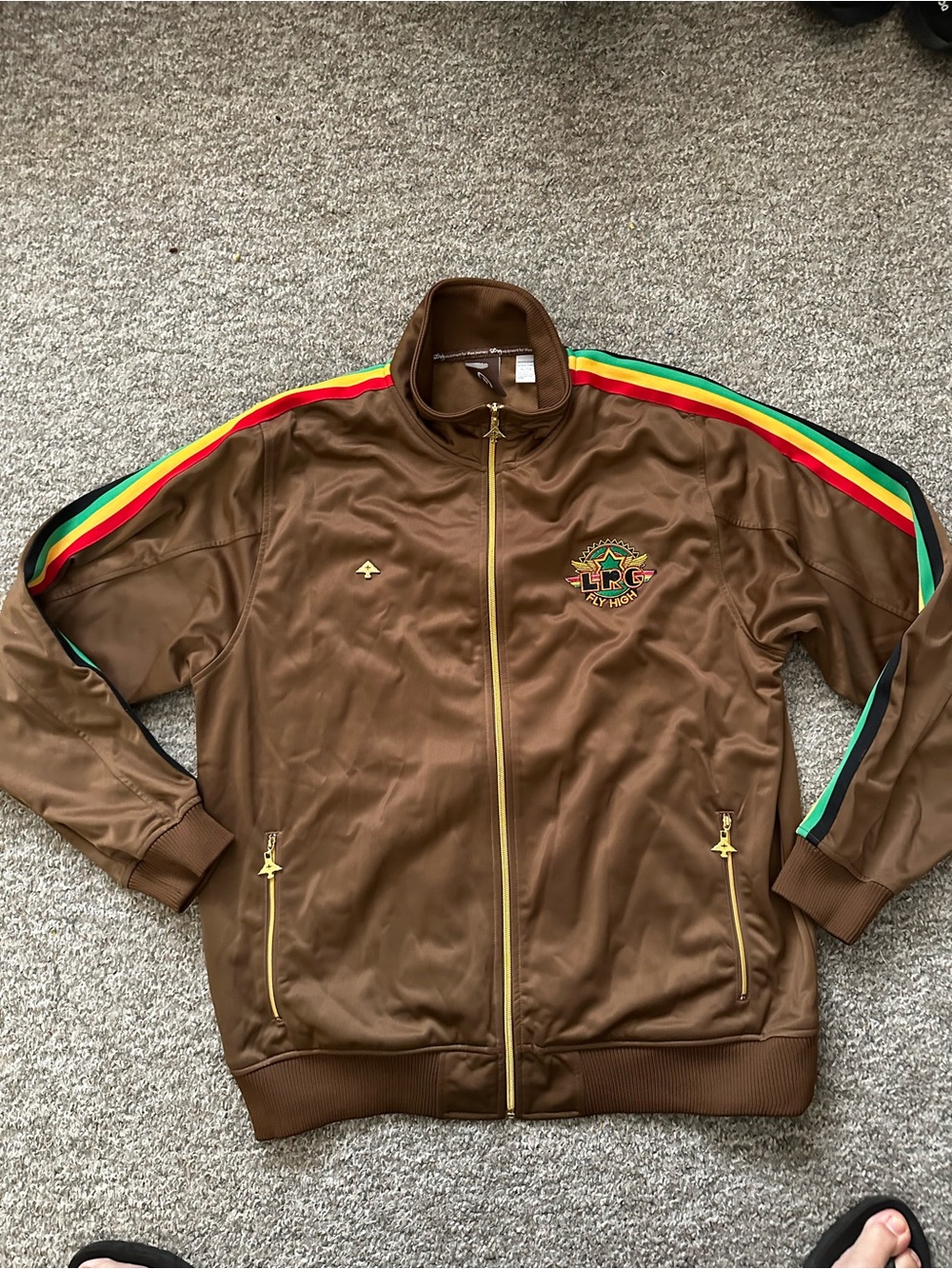 Vintage early-2000s LRG (Lifted Research Group) Rasta track jacket